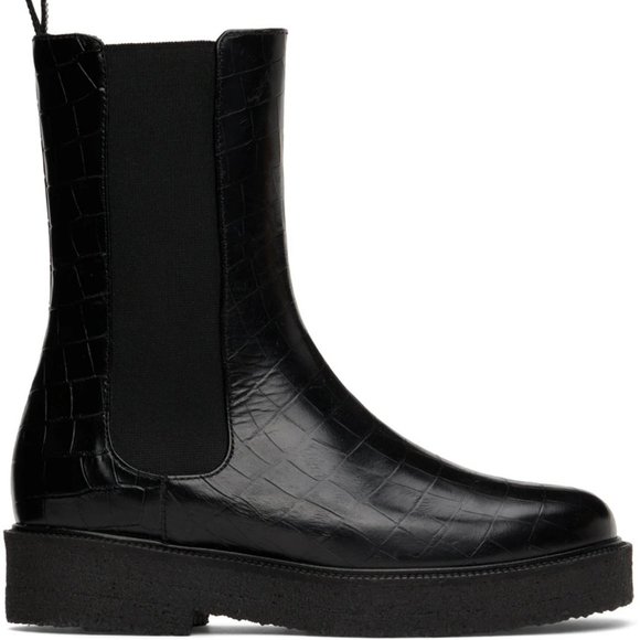 STAUD Palamino Chelsea Boot CROC-EMBOSSED PLATFORM BLACK 38...